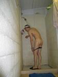 Swimmer undressing