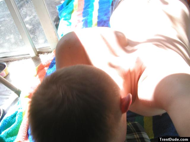 Trent's butt and buzz cut in the sun