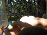 Trent's butt and buzz cut in the sun