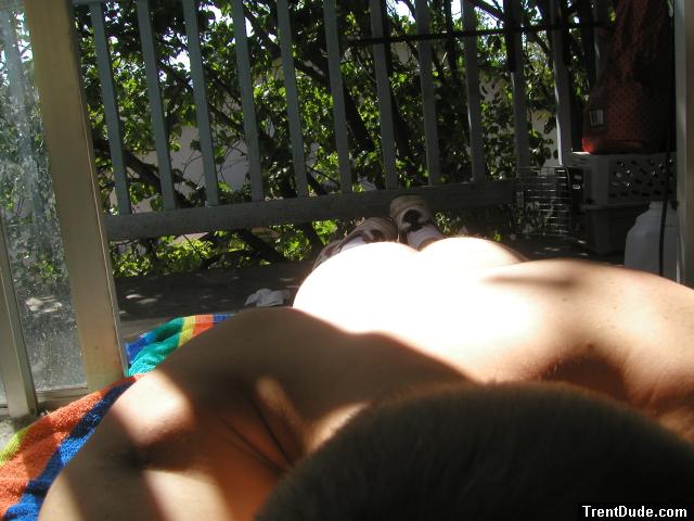 Trent's butt and buzz cut in the sun