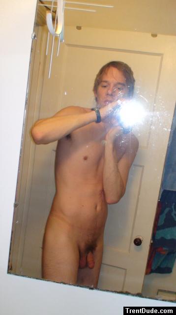 Nude in a mirror with long hair