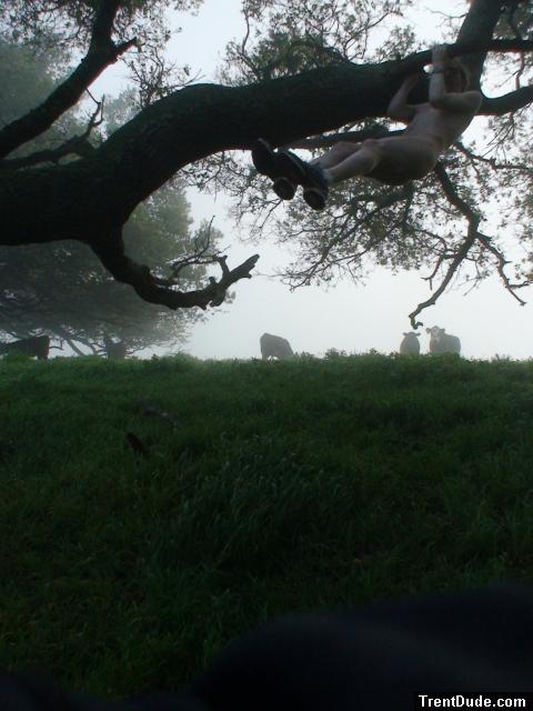 Doing a pull up nude