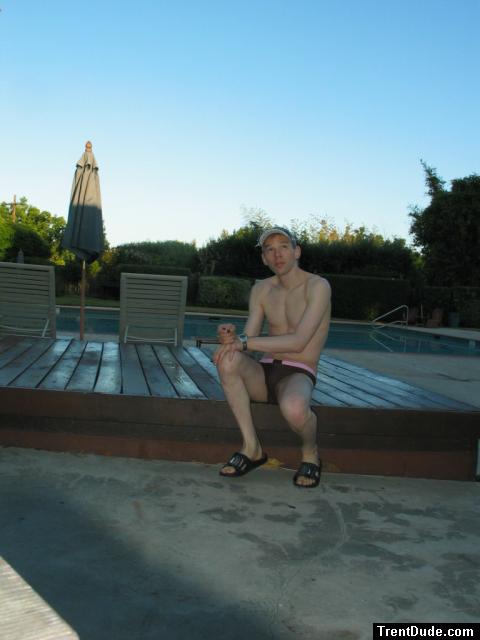 Looking up - Stretching before a morning swim