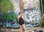 Backpack and nude at the graffiti place