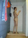 Taking the soap out of the dish (rear)