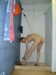 Picking up a dropped soap (rear)