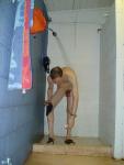 nude swimmer dude picking up soap in the shower (best) (shoulders)