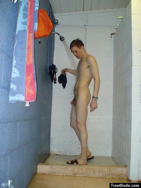 Thin dude in the shower