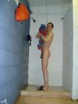 Drying off in the shower