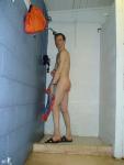 Drying off in the shower