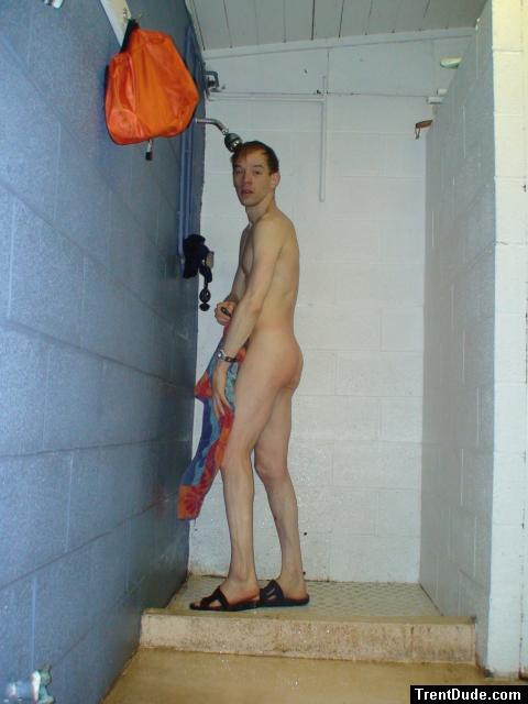 Drying off in the shower