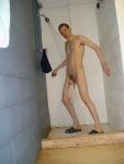 A new talents: Hanging a white swim brief on his penis