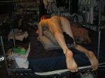 legs, pubic hair around anus