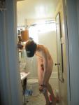 Nude before a shower