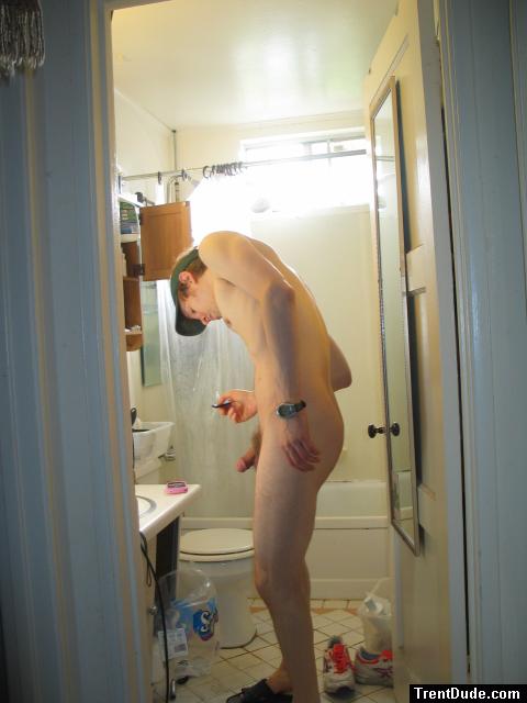 Nude before a shower (penis)