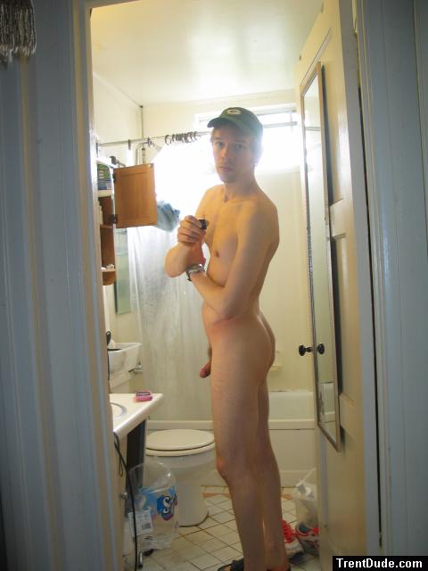 Nude before a shower