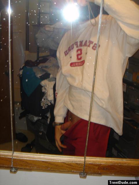 flashing a flaccid penis wearing sweat pants