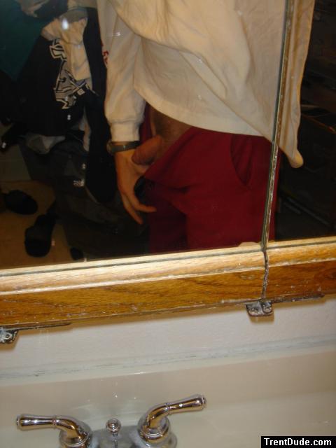 flashing a flaccid penis wearing sweat pants