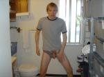 flashing his penis after going pee